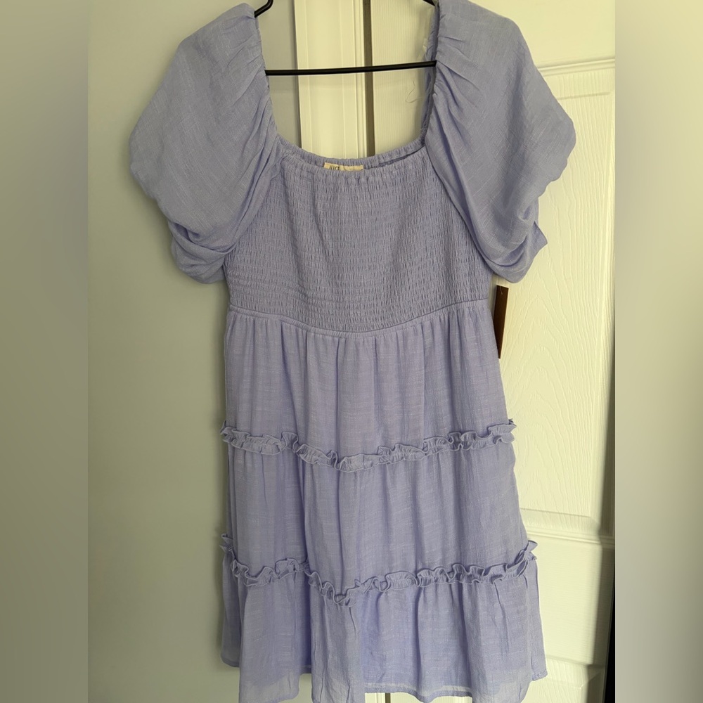 Elegant Lavender Puff Sleeve Dress